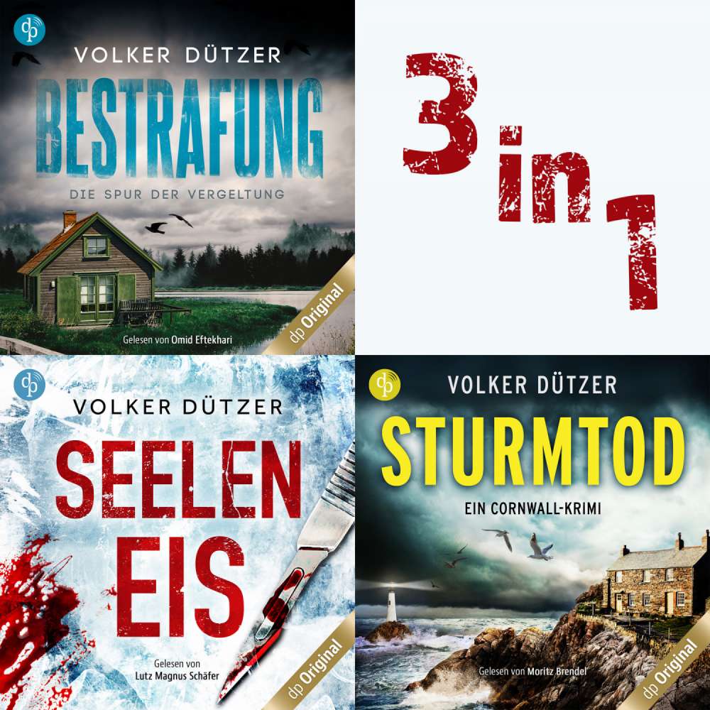Cover von Volker Dützer - Bestrafung, Sturmtod & Seeleneis: 3 Volker Dützer-Krimis in einem Hörbuch-Bundle (Nur bei uns!)
