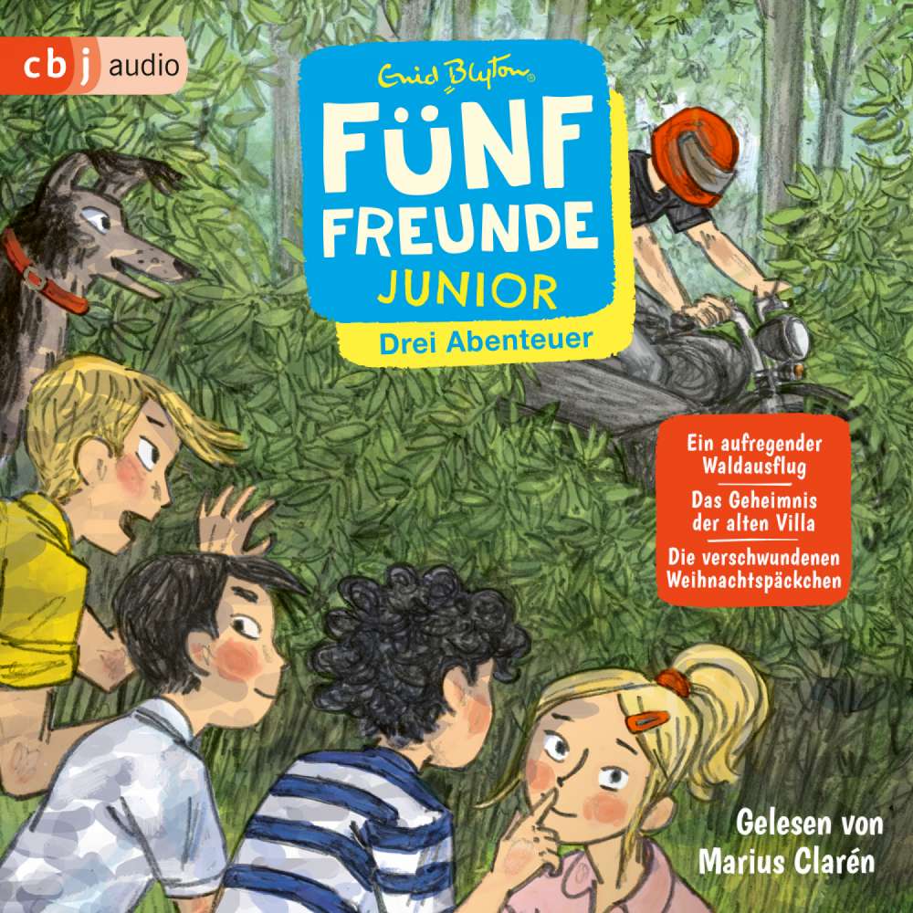 Cover von Enid Blyton - Fünf Freunde JUNIOR - Band 5 - Drei Abenteuer - Ein aufregender Waldausflug. Das Geheimnis der alten Villa. Die verschwundenen Weihnachtspäckchen